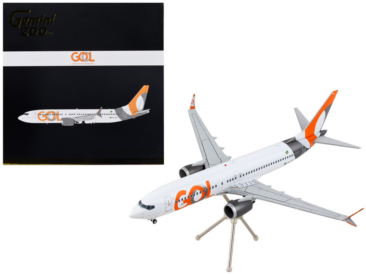 Boeing 737 MAX 8 Commercial Aircraft "Gol Linhas Aereas Inteligentes" White with Orange Tail "Gemini 200" Series 1/200 Diecast Model Airplane by GeminiJets