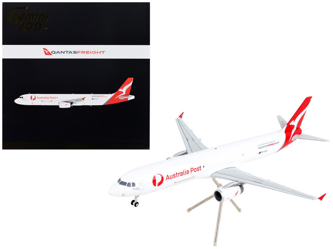 Airbus A321P2F Commercial Aircraft "Qantas Freight - Australia Post" White with Red Tail "Gemini 200" Series 1/200 Diecast Model Airplane by GeminiJets