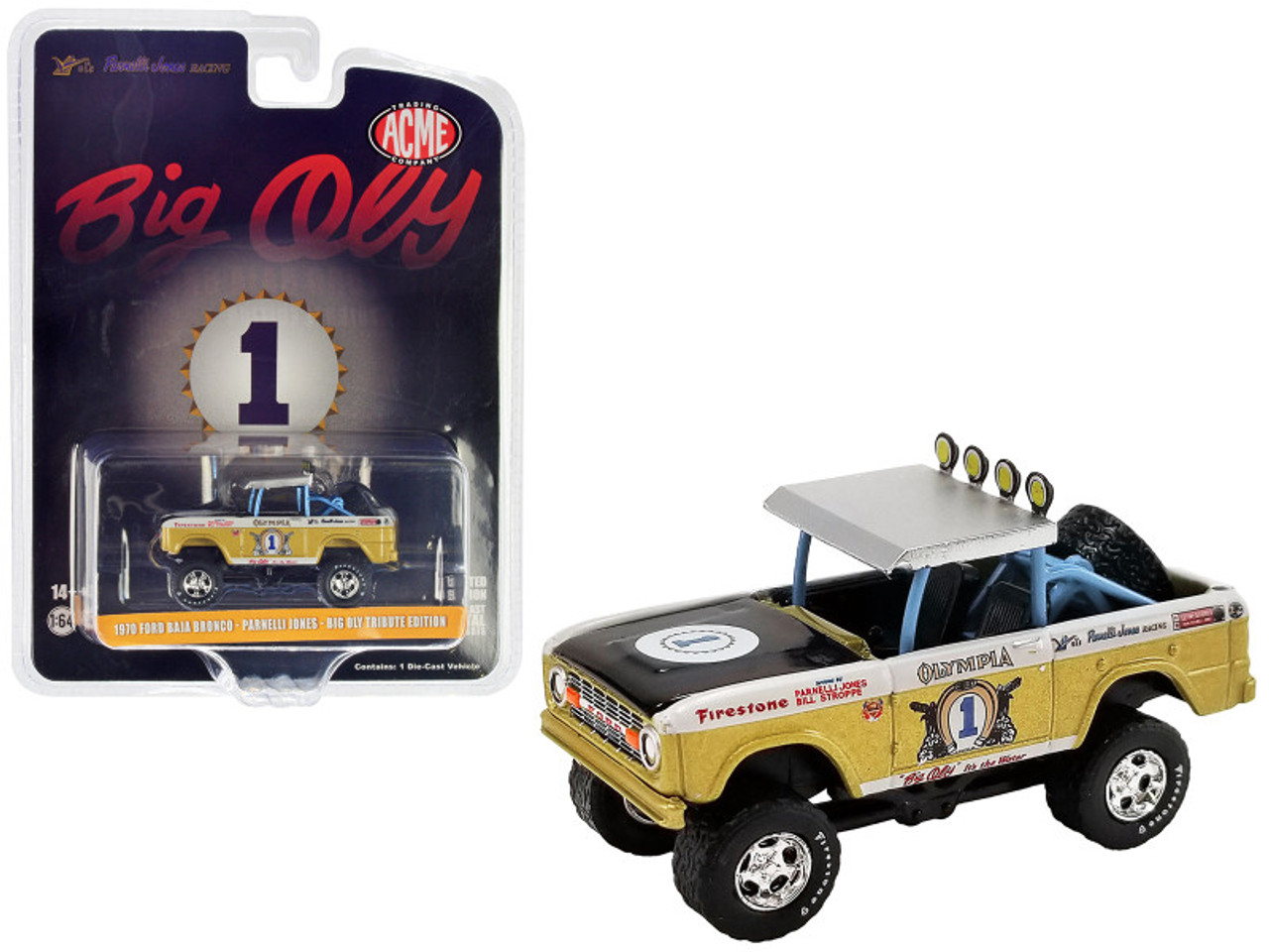 1970 Ford Baja Bronco #1 Parnelli Jones - Bill Stroppe "Big Oly Tribute Edition" 1/64 Diecast Model Car by Greenlight for ACME