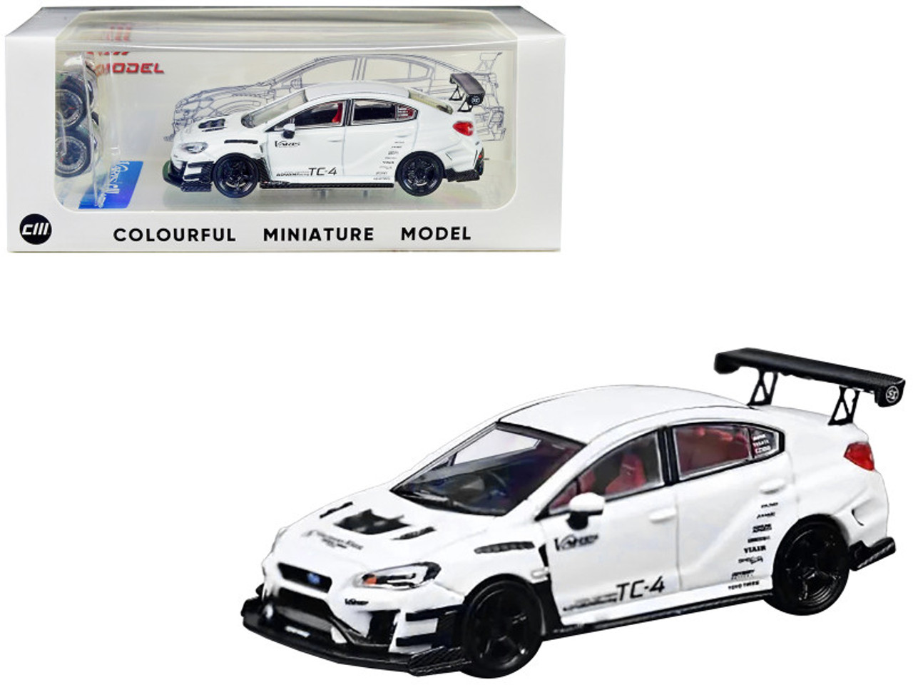 Subaru VAB WRX STI with S4 Wide Body Kit RHD (Right Hand Drive) "Varis" White with Extra Wheels 1/64 Diecast Model Car by CM Models