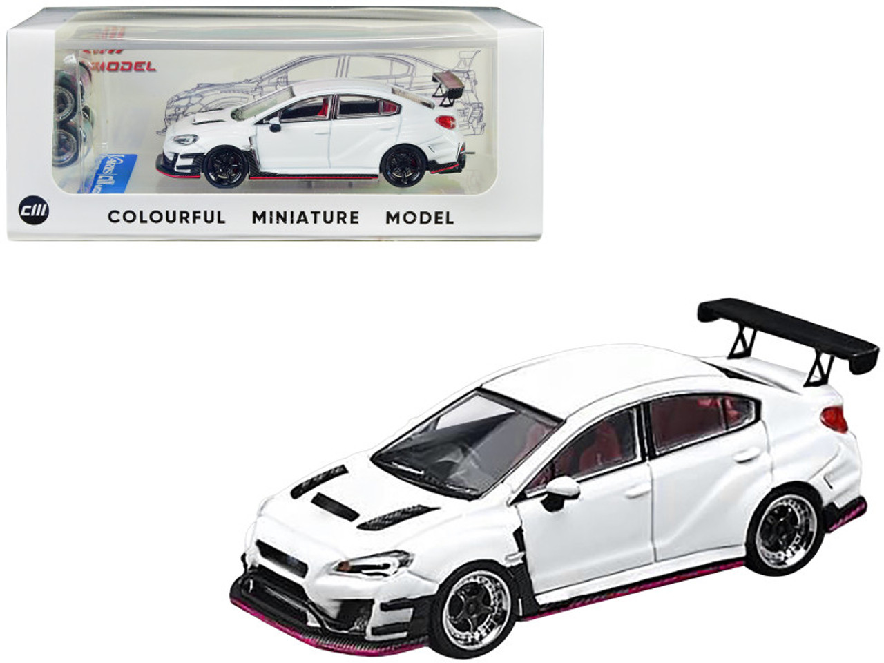 Subaru VAB WRX STI with S4 Wide Body Kit RHD (Right Hand Drive) White with  Extra Wheels 1/64 Diecast Model Car by CM Models