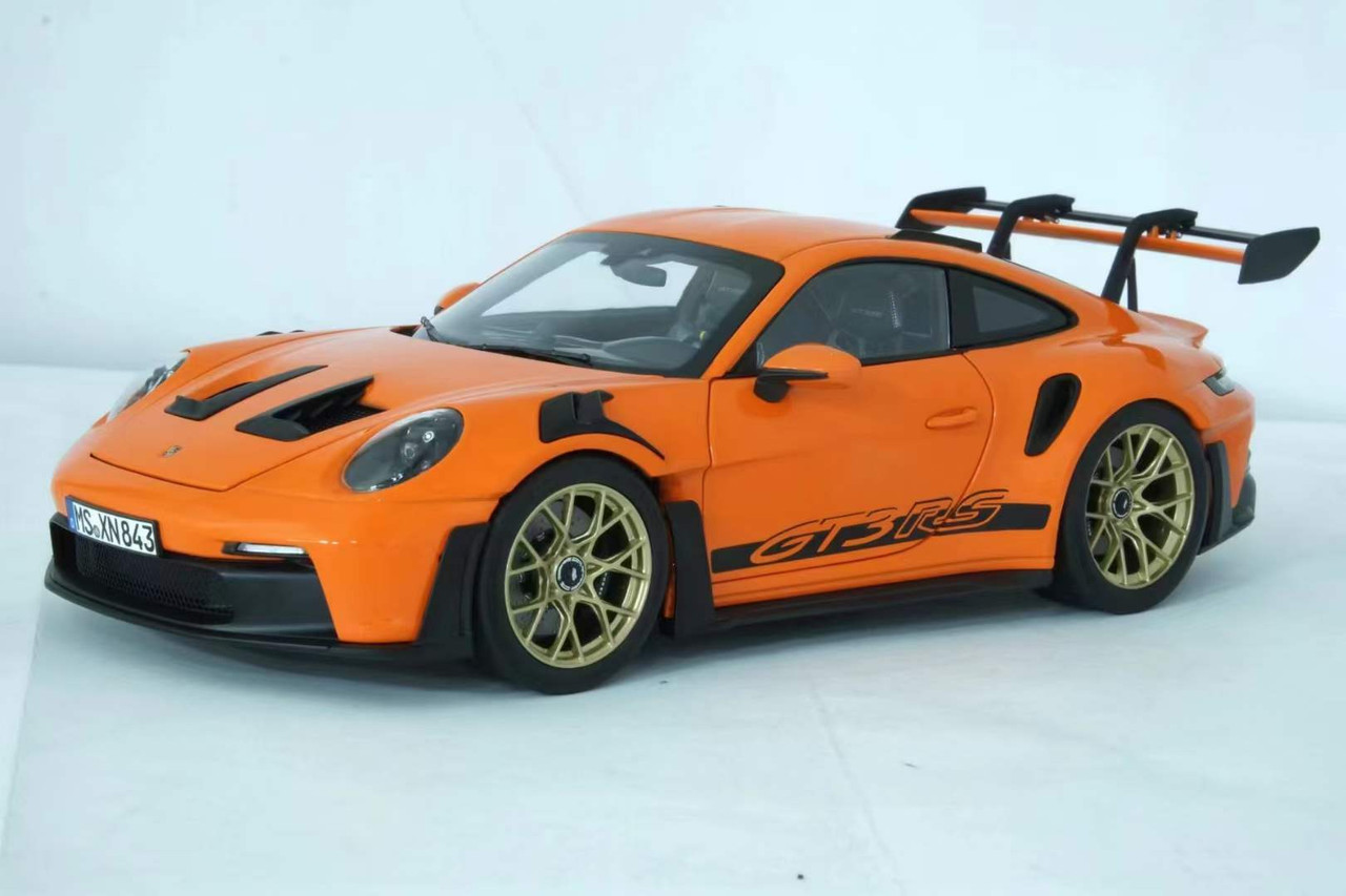 1/18 Norev 2023 Porsche 911 GT3 RS 992 (Orange with Golden Wheels) Diecast  Car Model