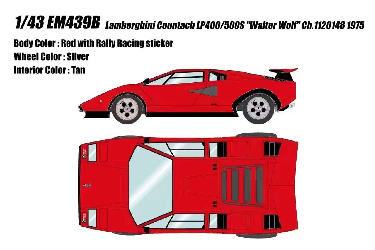 1/43 Make Up 1975 Lamhorghini Countach LP400/500S "Walter Wolf" Ch.1120148 (Red with Rally Racing Sticker) Car Model