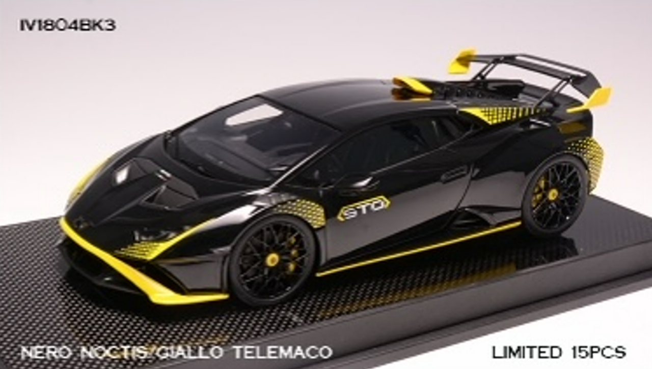 1/18 Ivy Lamborghini Huracan STO (Nero Noctic Gloss Black with Giallo Telemaco Yellow Accent) Car Model Limited 15 Pieces