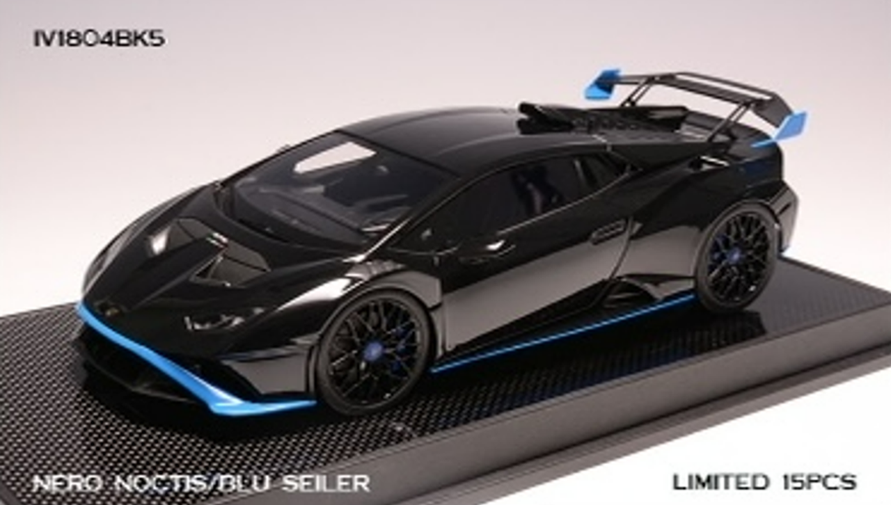 1/18 Ivy Lamborghini Huracan STO (Nero Noctic Gloss Black with Blu Seiler Blue Accent) Car Model Limited 15 Pieces