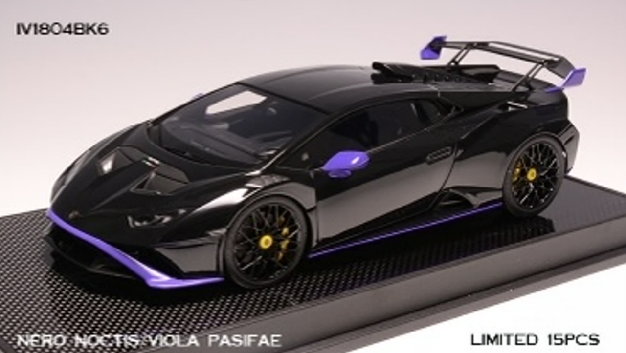 1/18 Ivy Lamborghini Huracan STO (Nero Noctic Gloss Black with Viola Pasiae Purple Accent) Car Model Limited 15 Pieces