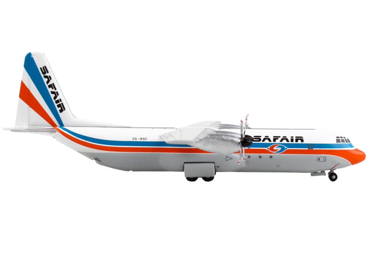 Lockheed L-100-30 Commercial Aircraft "Safair" White with Blue and Orange Stripes 1/400 Diecast Model Airplane by GeminiJets