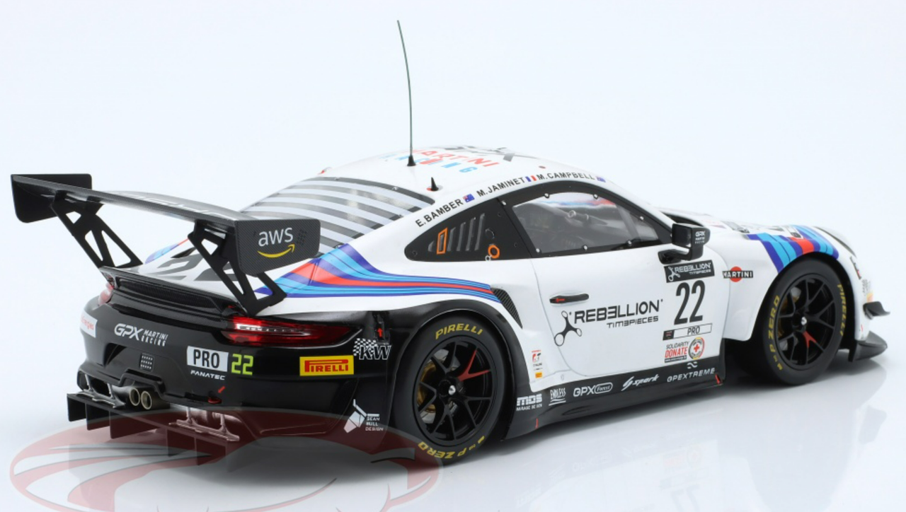 1/18 Ixo 2021 Porsche 911 GT3 R #22 24h Spa GPX Martini Racing 