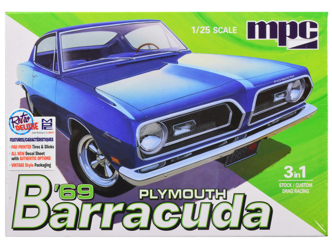 Skill 2 Model Kit 1969 Plymouth Barracuda 3-in-1 Kit 1/25 Scale Model by  MPC 