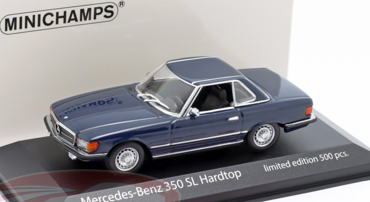 1/43 Minichamps 1974 Mercedes-Benz 350 SL (R107) Hardtop (Blue) Diecast Car Model