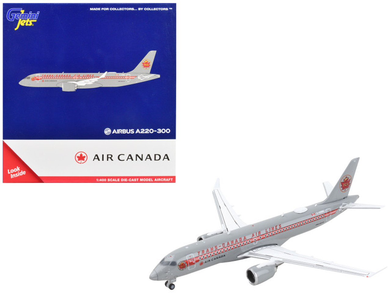 Airbus A220-300 Commercial Aircraft "Trans-Canada Air Lines - Air Canada" Gray with Red Stripes 1/400 Diecast Model Airplane by GeminiJets