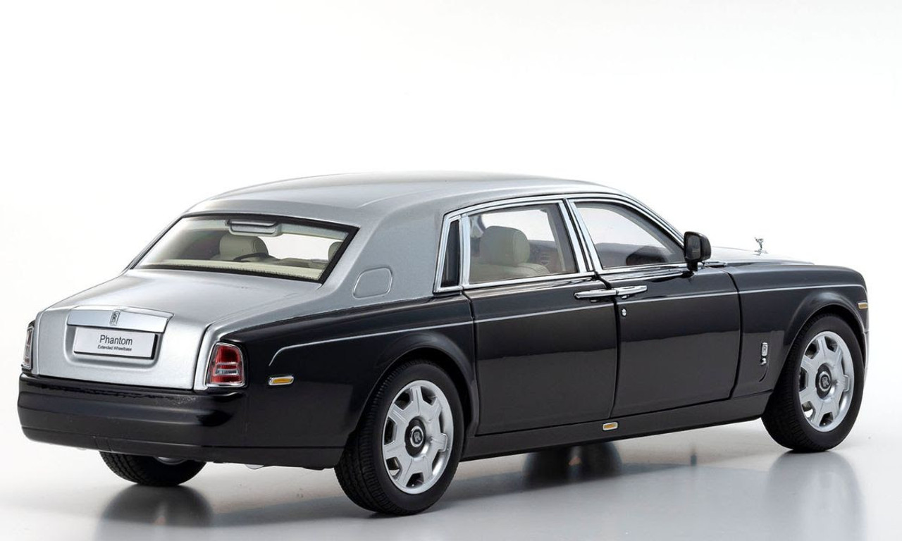 1/18 Kyosho Rolls-Royce Phantom EWB Extended Wheel Base (Diamond Black & Silver) Diecast Car Model