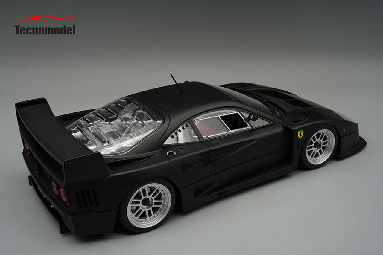 1/18 Tecnomodel Ferrari F40 LM 1996 Press Version Matt Black Color with BBS Silver Wheels Limited Edition Car Model