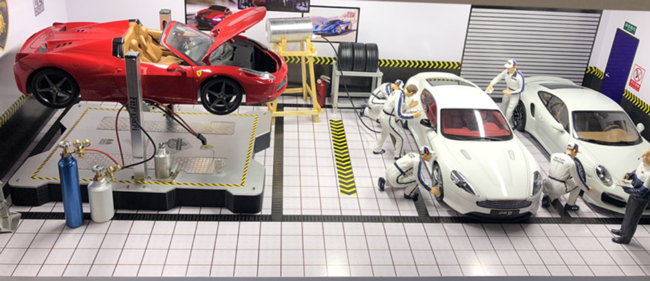 1/18 Fast & Furious Theme 4 Car Garage Parking Repair Scene w/ Lights (car model not included)