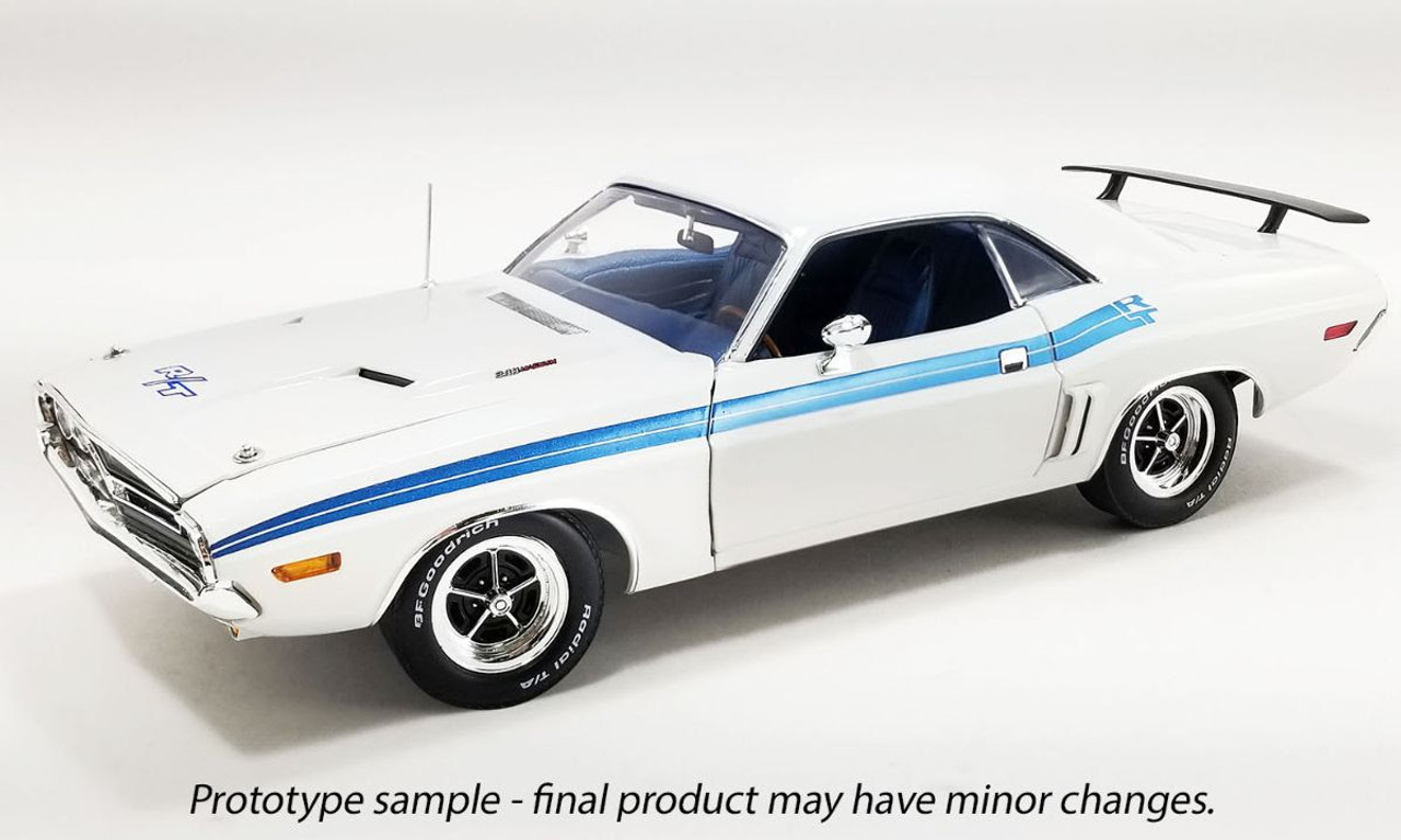 1/18 ACME 1971 Dodge Challenger R/T (Brite White with Blue Stripes) Diecast Car Model