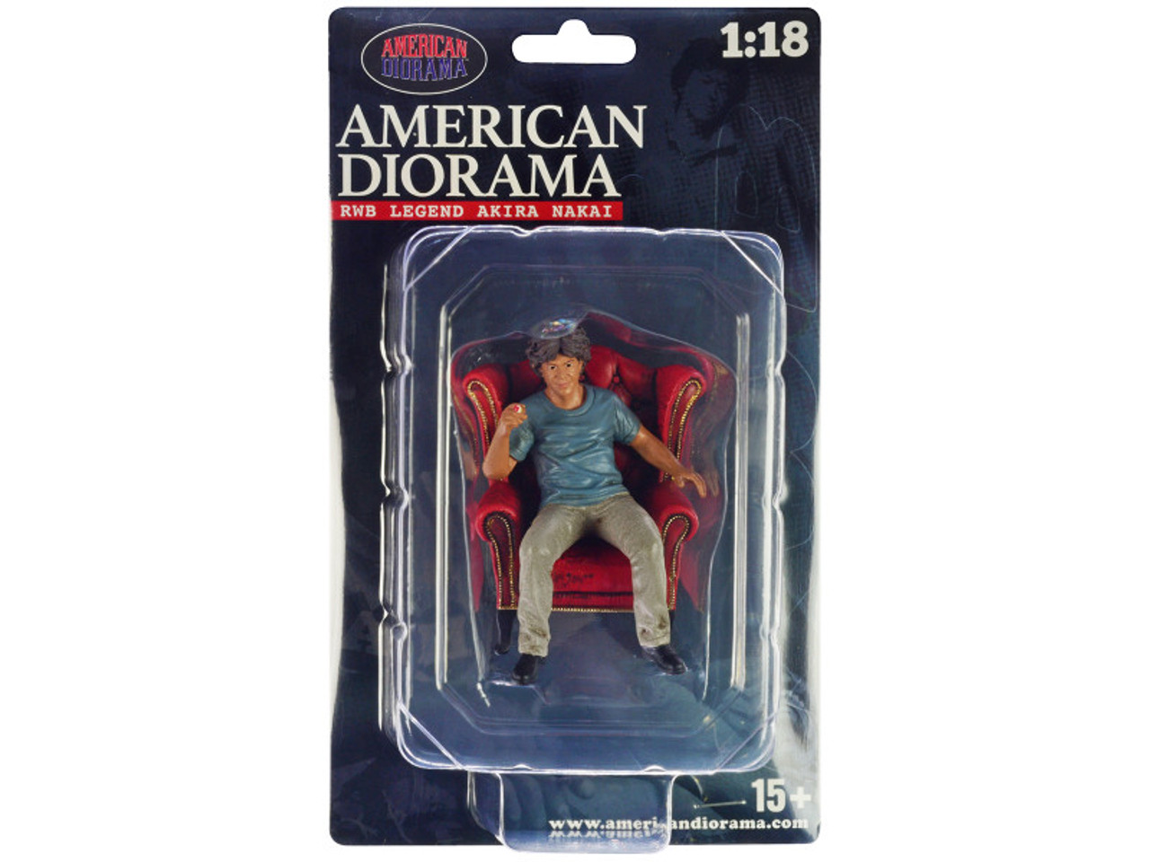 "RWB Legend Akira Nakai" Nakai-San Figure 1 with Chair for 1/18 Scale Models by American Diorama