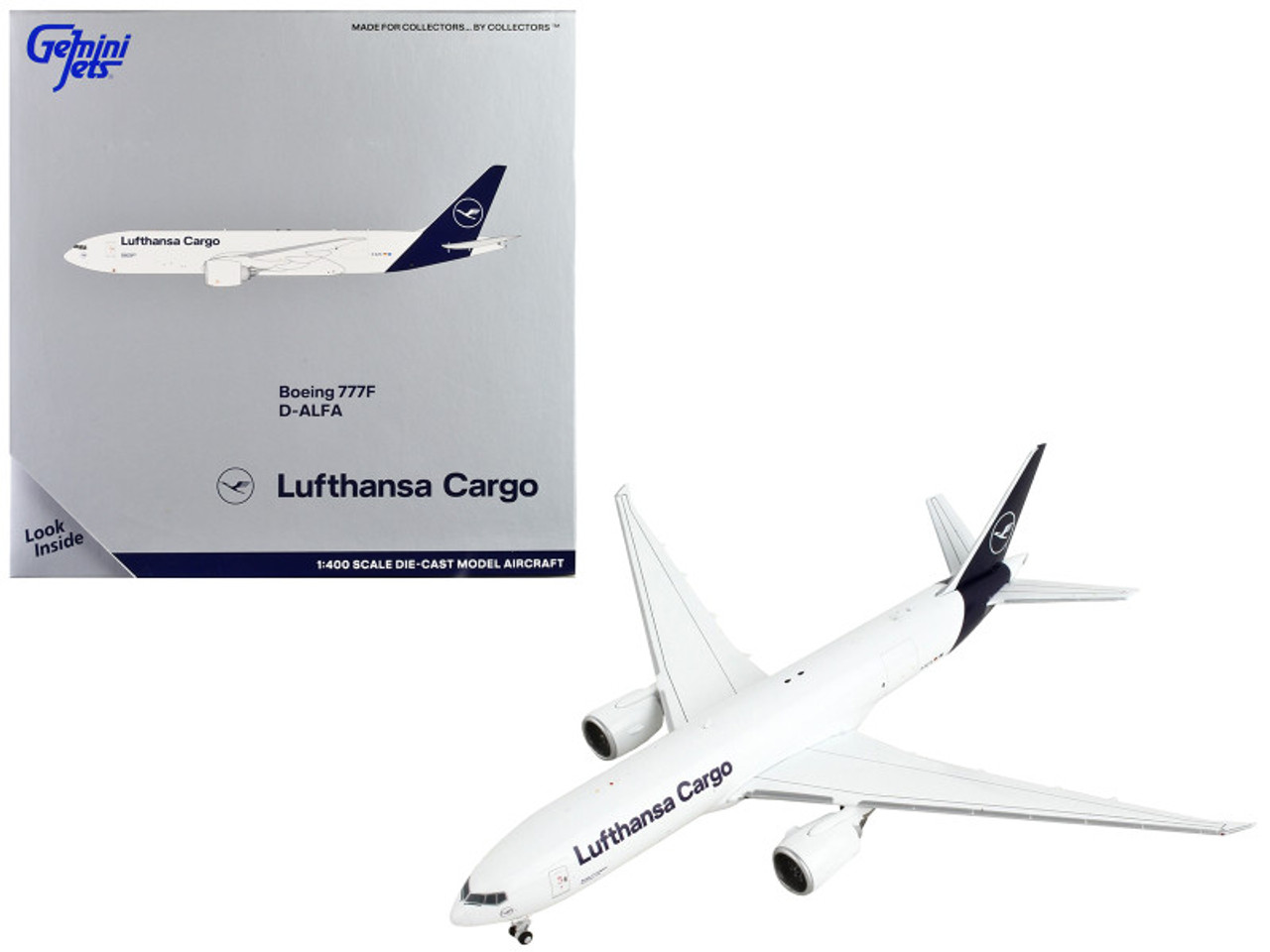 Boeing 777F Commercial Aircraft "Lufthansa Cargo" White with Dark Blue Tail 1/400 Diecast Model Airplane by GeminiJets