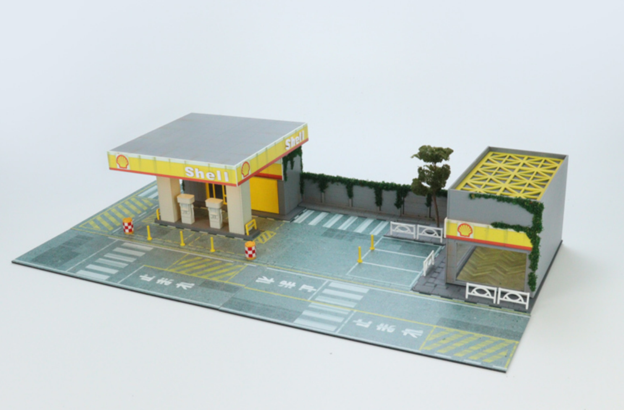 1/64 Magic City Shell Gas Station & Garage Diorama with Lights