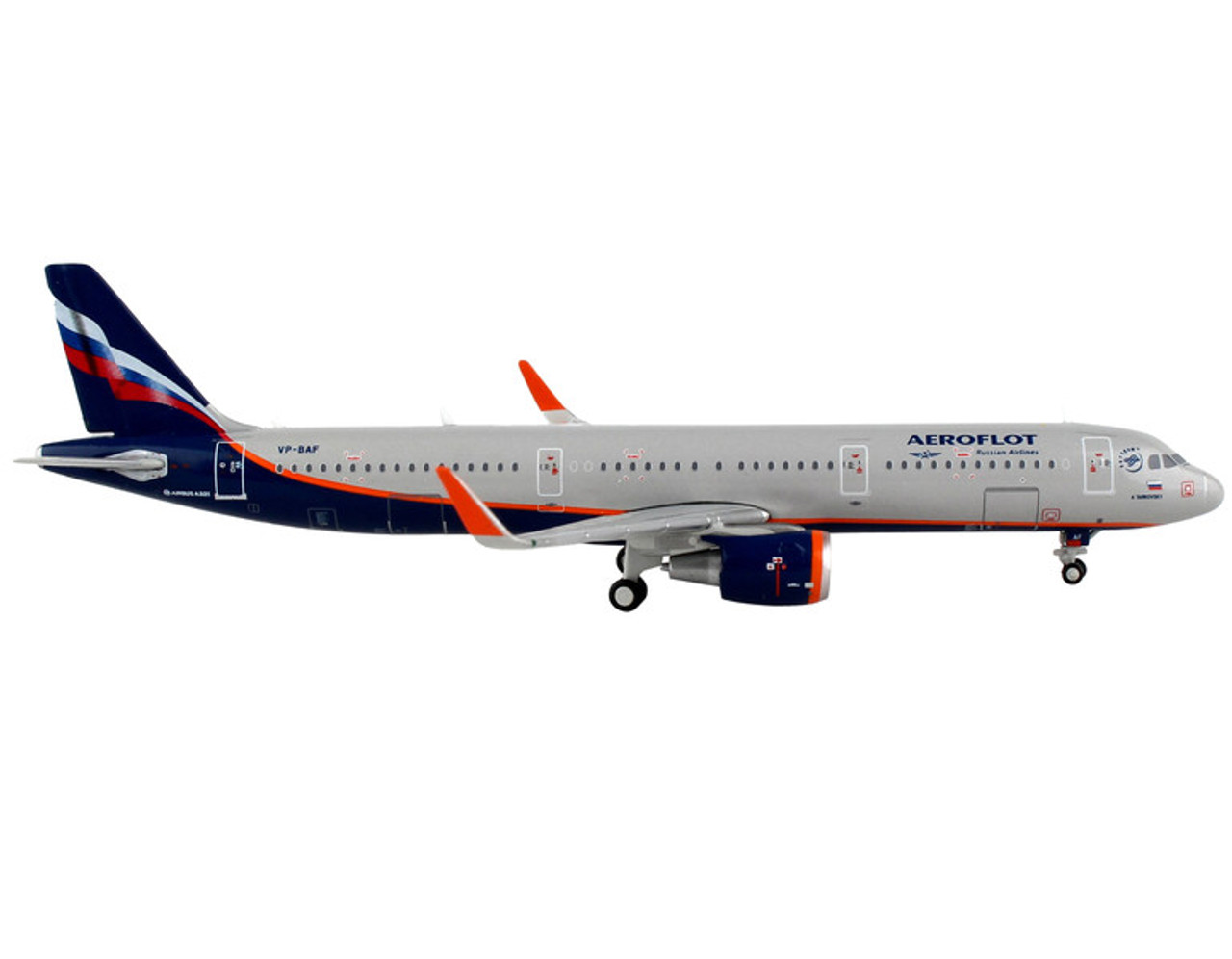 Airbus A321 Commercial Aircraft "Aeroflot" Gray with Blue Tail 1/400 Diecast Model Airplane by GeminiJets