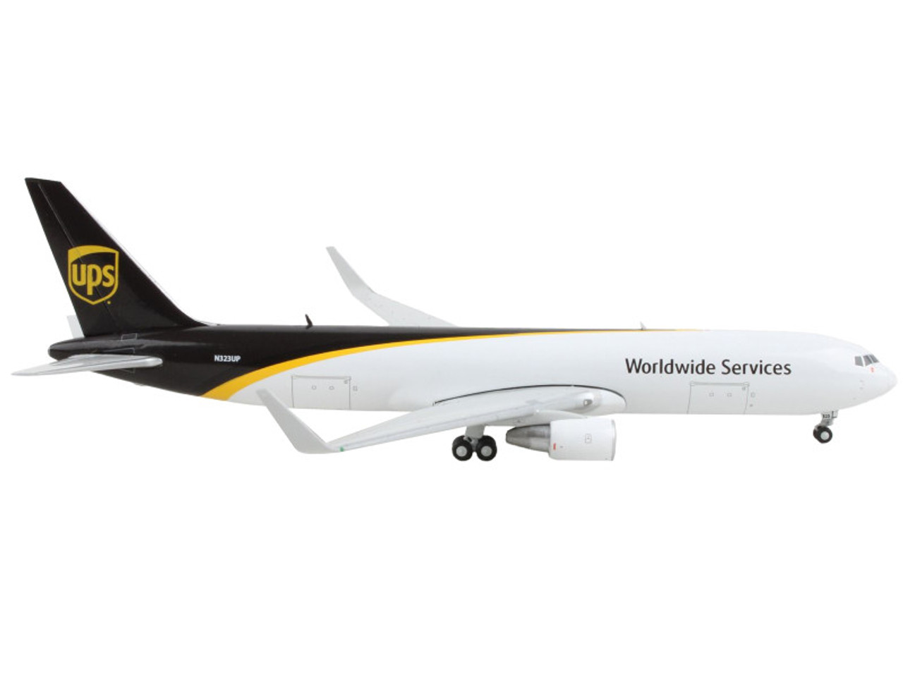 Boeing 767-300F Commercial Aircraft "UPS Worldwide Services" White with Dark Brown Tail 1/400 Diecast Model Airplane by GeminiJets