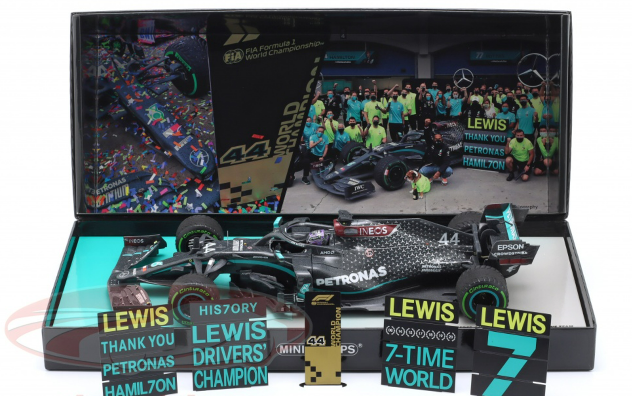 1/18 Minichamps 2020 Formula 1 Lewis Hamilton Mercedes-AMG F1 W11 #44 Winner Turkish GP Formula 1 World Champion Car Model