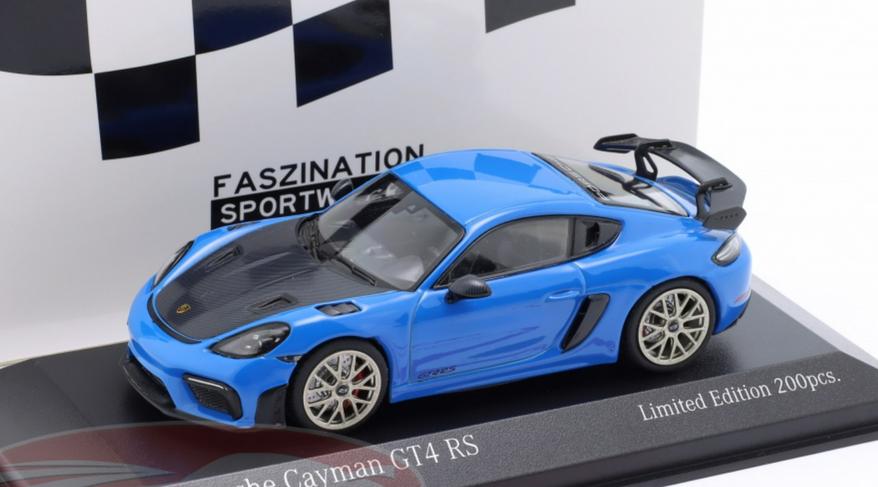 1/43 Minichamps 2021 Porsche 718 (982) Cayman GT4 RS (Shark Blue with Neodymium Wheels) Car Model