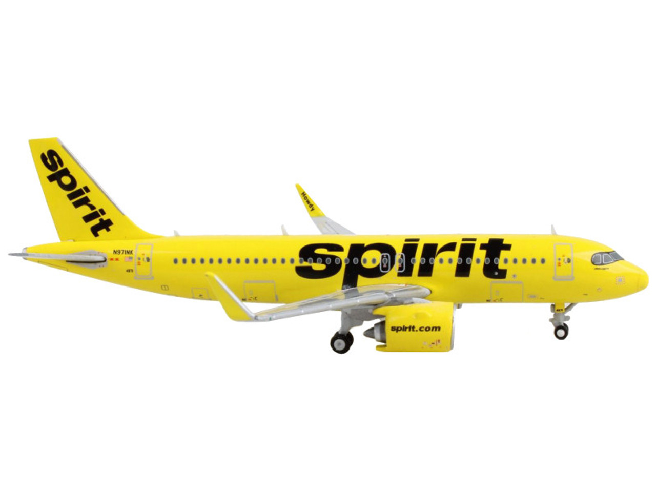 Airbus A320neo Commercial Aircraft "Spirit Airlines" Yellow 1/400 Diecast Model Airplane by GeminiJets