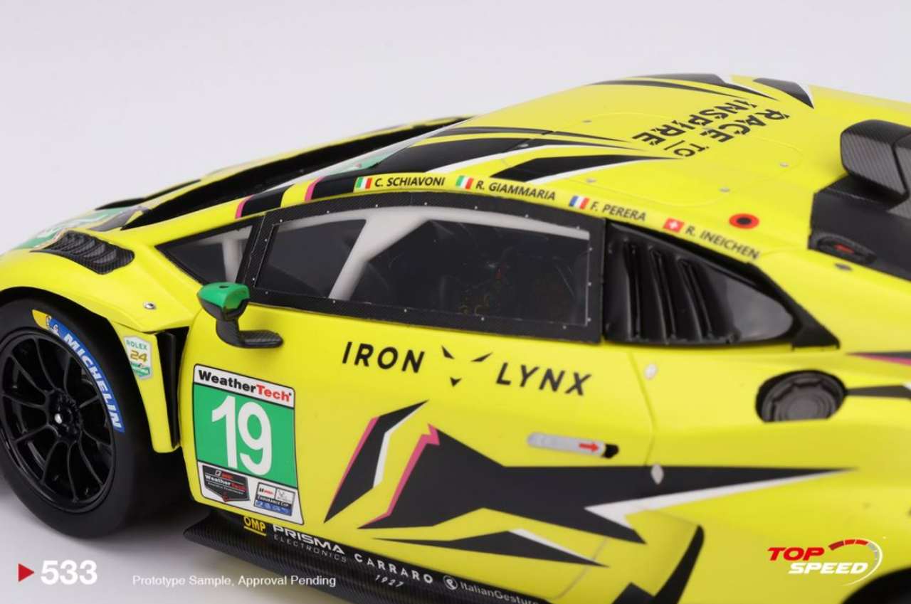 1/18 Top Speed Lamborghini Huracán GT3 EVO2 #19 Iron Lynx 2023 IMSA Resin Car Model