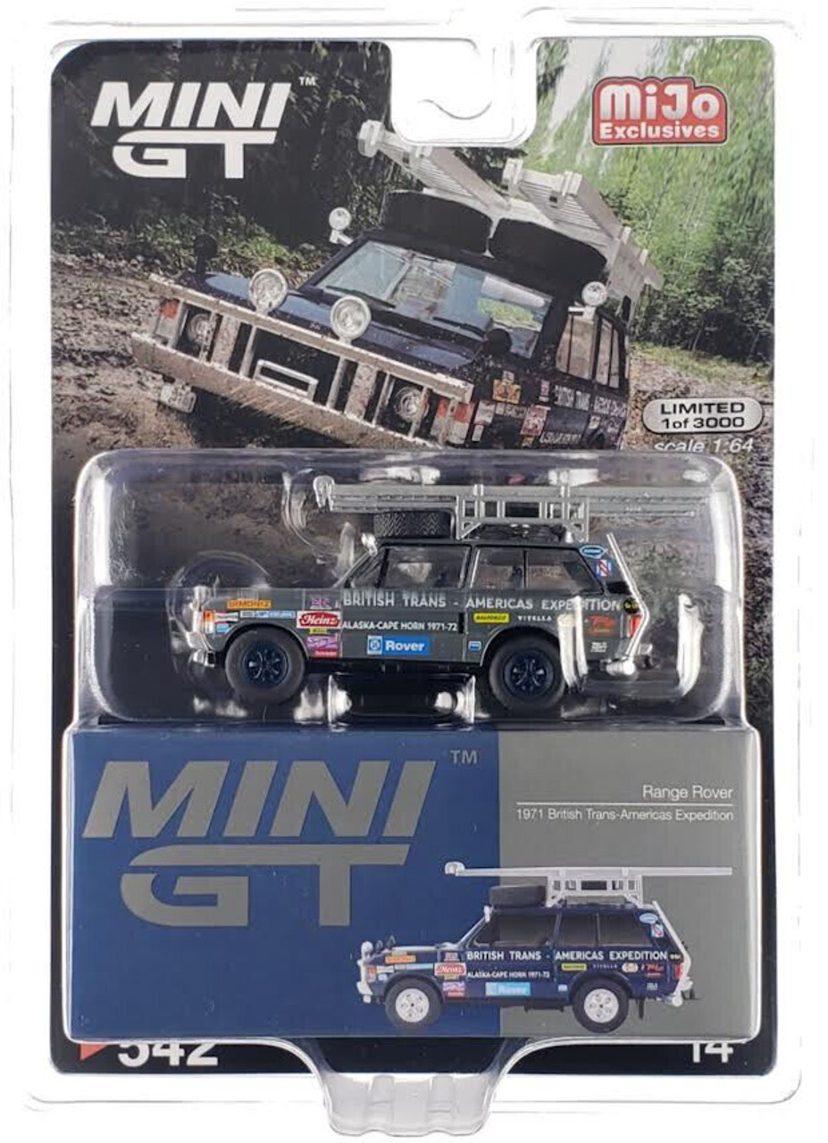 CHASE CAR 1/64 Mini GT Land Rover Range Rover 1971 British Trans-Americas  Expedition (VXC-868K) Diecast Car Model