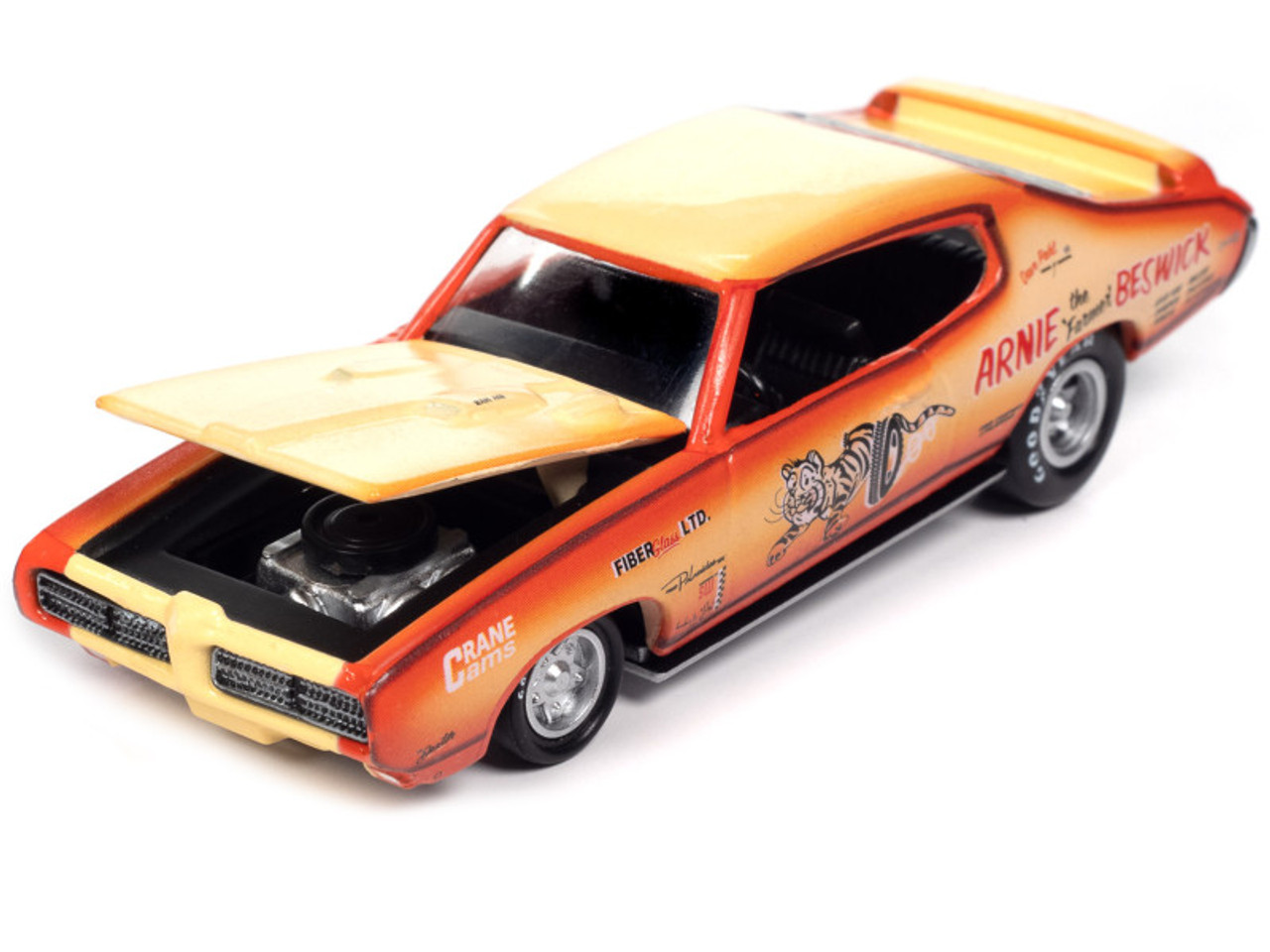 1969 Pontiac GTO Orange and Cream Fade with Graphics "Arnie 'The Farmer' Beswick" "Racing Champions Mint 2023" Release 1 Limited Edition to 2500 pieces Worldwide 1/64 Diecast Model Car by Racing Champions