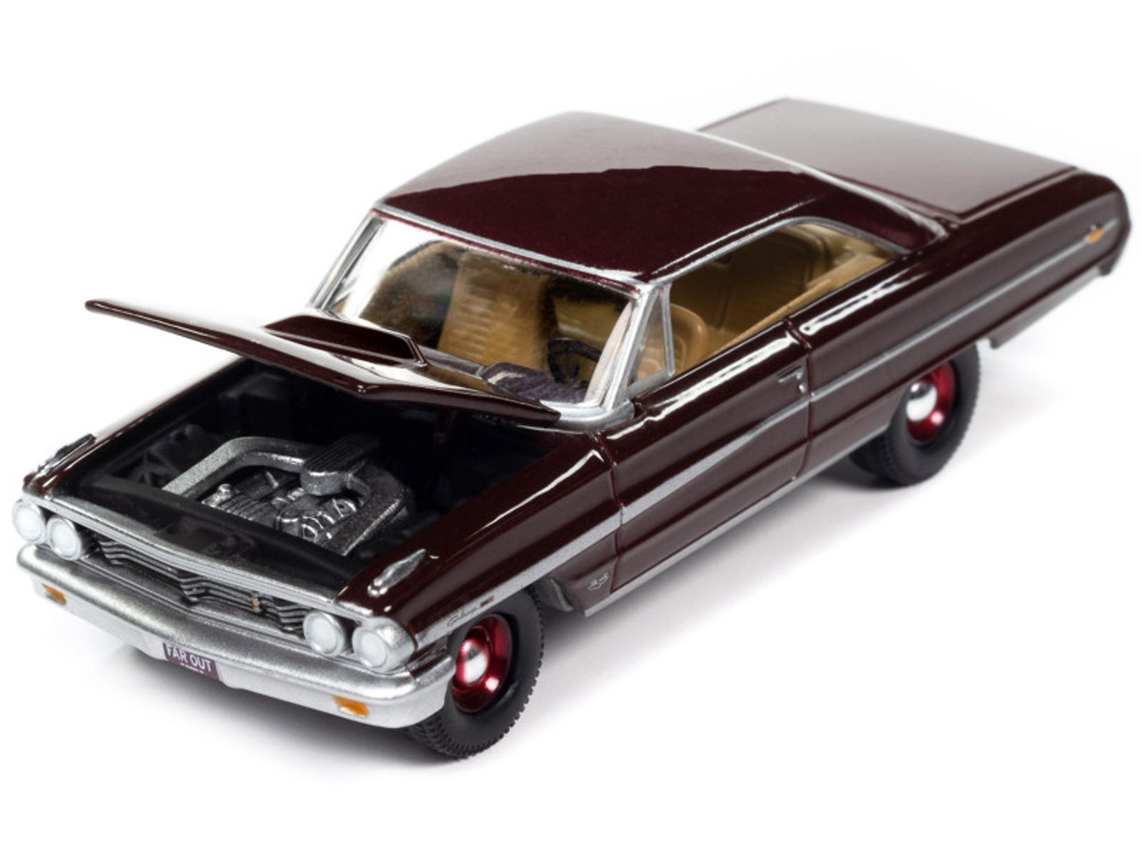 1964 Ford Galaxie 500 XL Vintage Burgundy Metallic "Vintage Muscle" Limited Edition 1/64 Diecast Model Car by Auto World