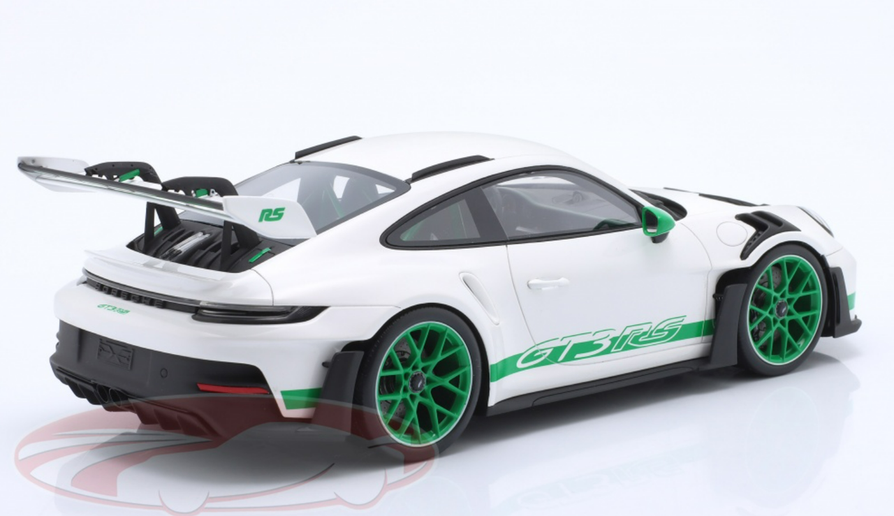 1/18 Dealer Edition 2022 Porsche 911 (992) GT3 RS (Tribute Carrera RS White with Green Wheels) Car Model