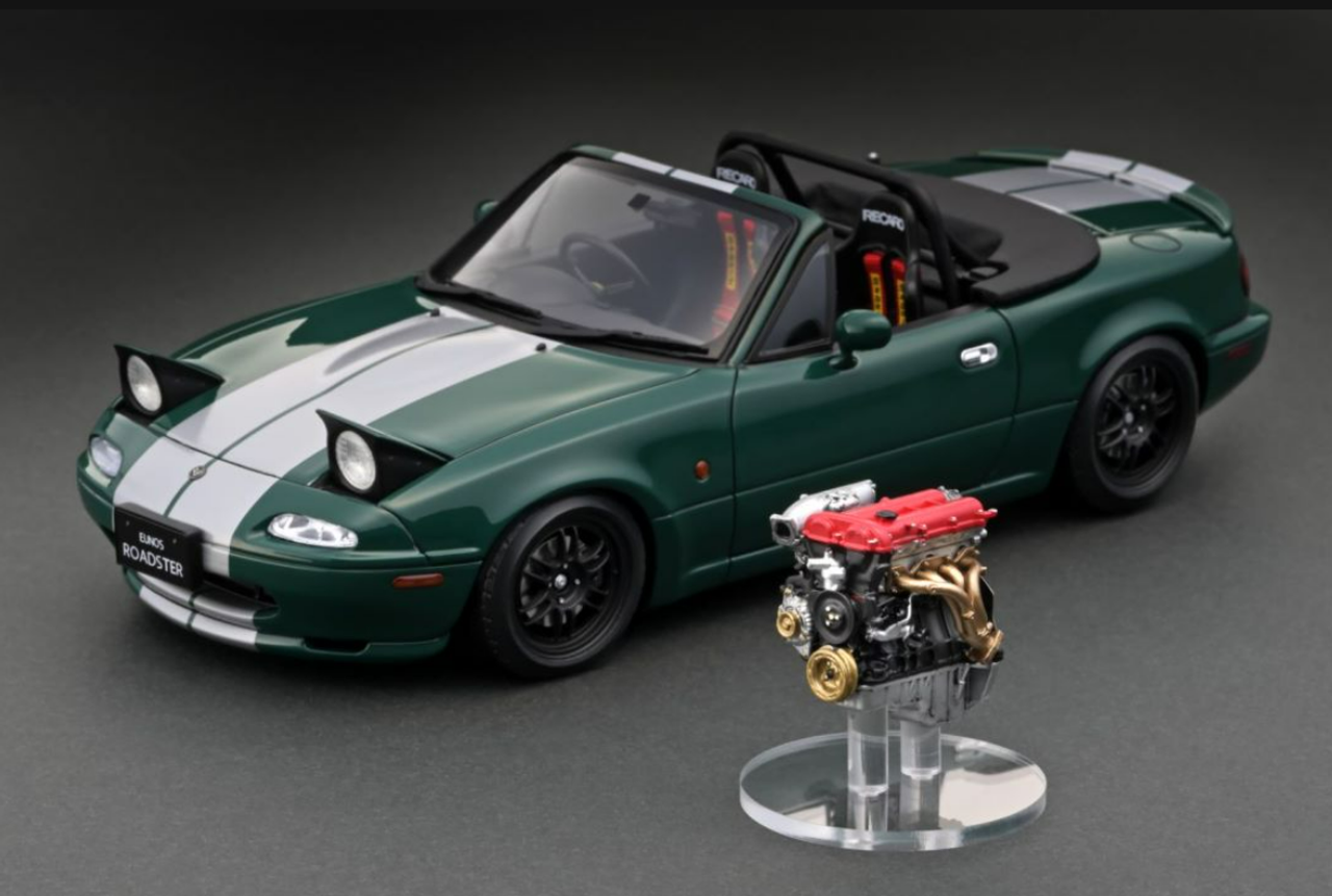1/18 Ignition Model Mazda Eunos Roadster (NA) Green With B6-ZE Engine