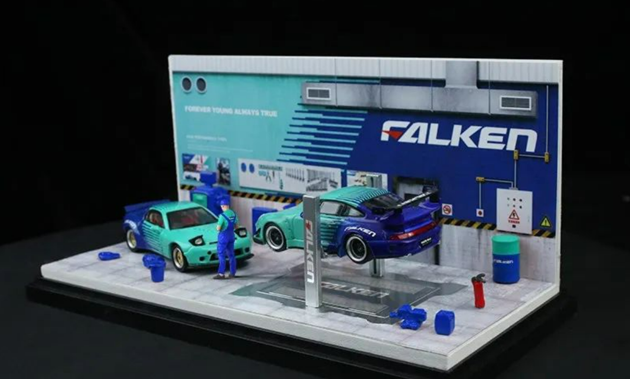 1/64 MoreArt Falken Repair Shop Diorama (car models NOT included)