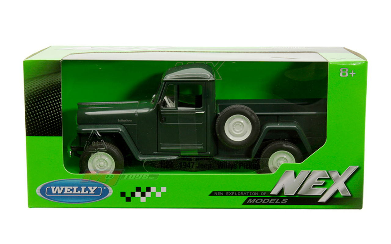1/24 Welly 1947 Jeep Willys Pickup (Green) Diecast Car Model