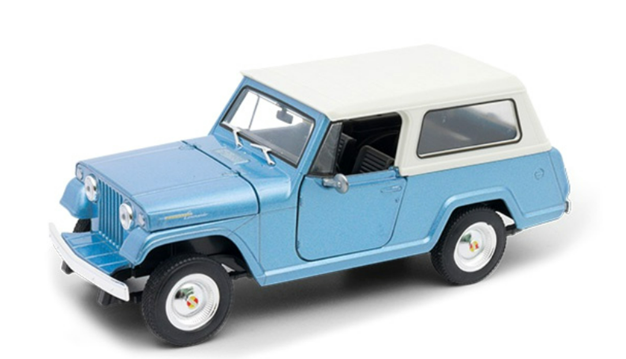 1/24 Welly 1967 Jeep Jeepster Commando Station Wagon (Blue & White) Diecast Car Model