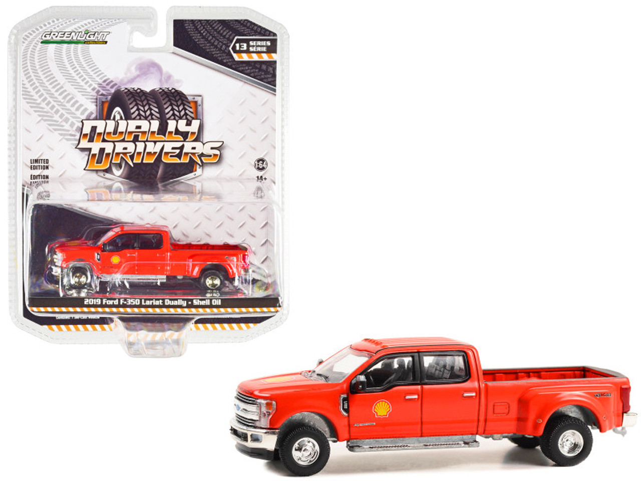 2019 Ford F-350 Lariat Dually Pickup Truck Red "Shell Oil" "Dually Drivers" Series 13 1/64 Diecast Model Car by Greenlight