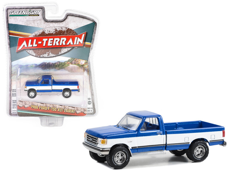 S XL 1988 Ford F-150 XLT Lariat Pickup Truck Blue Metallic and White