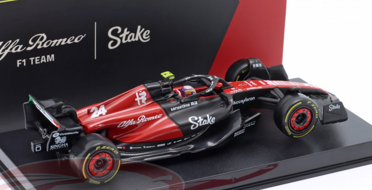 1/43 BBurago 2023 Formula 1 Zhou Guanyu Alfa Romeo C43 #24 Car Model Elite Edition