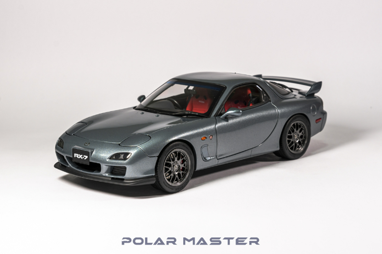 1/18 Polar Master Mazda RX-7 RX7 Spirit R (Grey) Diecast Car Model with  Engine