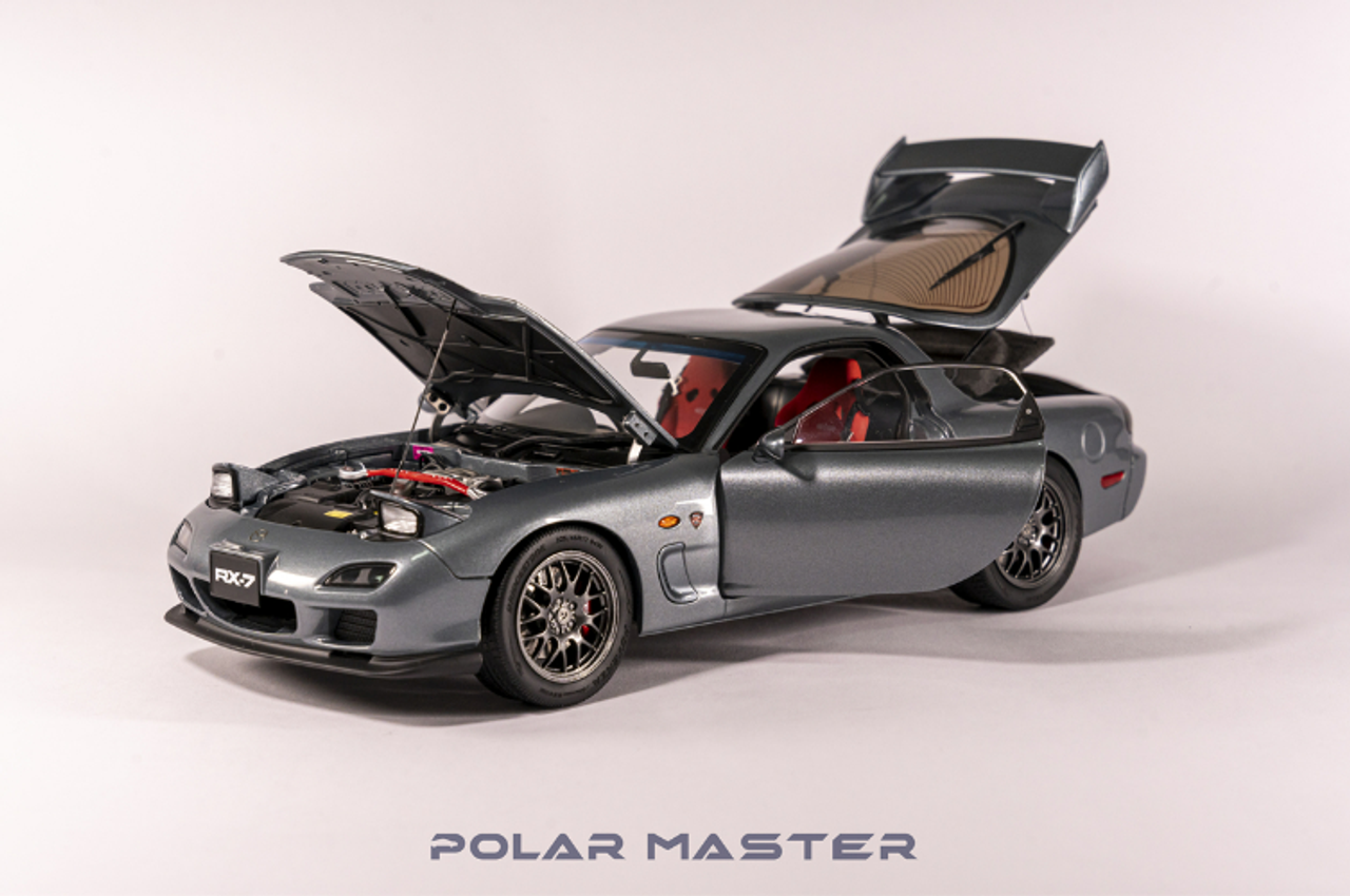 1/18 Polar Master Mazda RX-7 RX7 Spirit R (Grey) Diecast Car Model with Engine