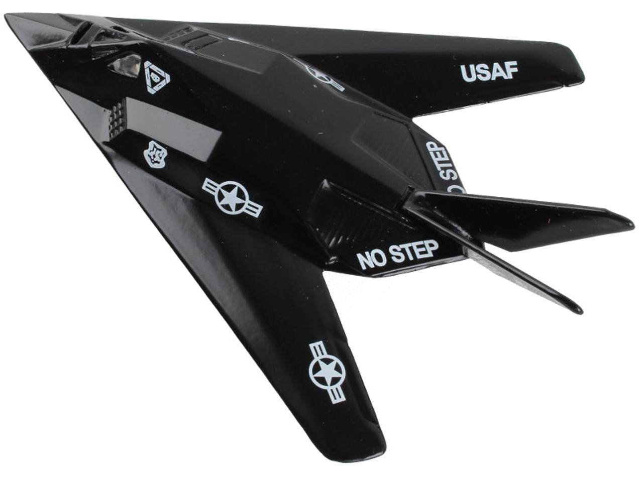 Lockheed F-117 Nighthawk Stealth Aircraft Black "United States Air Force" with Runway Section Diecast Model Airplane by Runway24