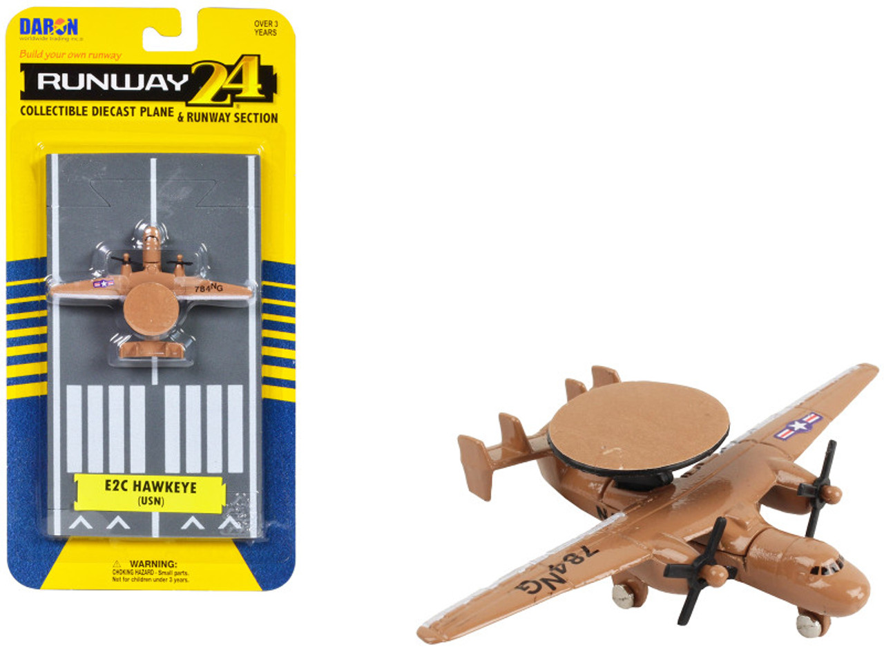 Northrop Grumman E-2C Hawkeye Aircraft Tan "United States Navy" with Runway Section Diecast Model Airplane by Runway24