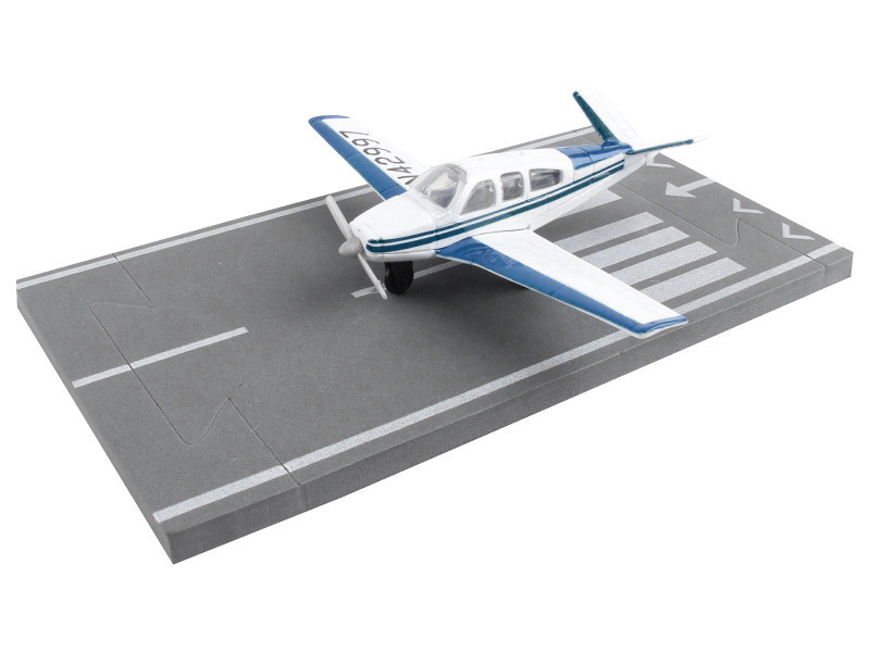 Beechcraft Bonanza Aircraft White with Blue Stripes 