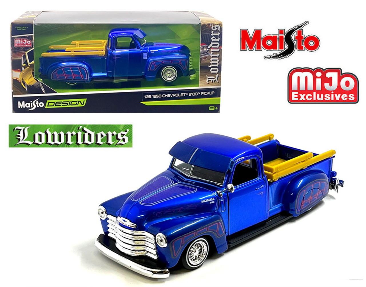 1/24 Maisto 1950 Chevrolet 3100 Pickup Truck Lowrider (Candy Blue) Diecast Car Model