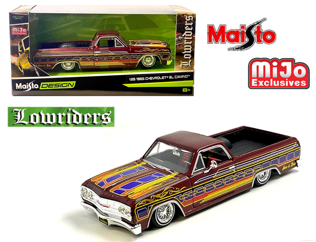 1/24 Maisto 1965 Chevrolet El Camino Lowrider (Candy Red) Diecast Car Model