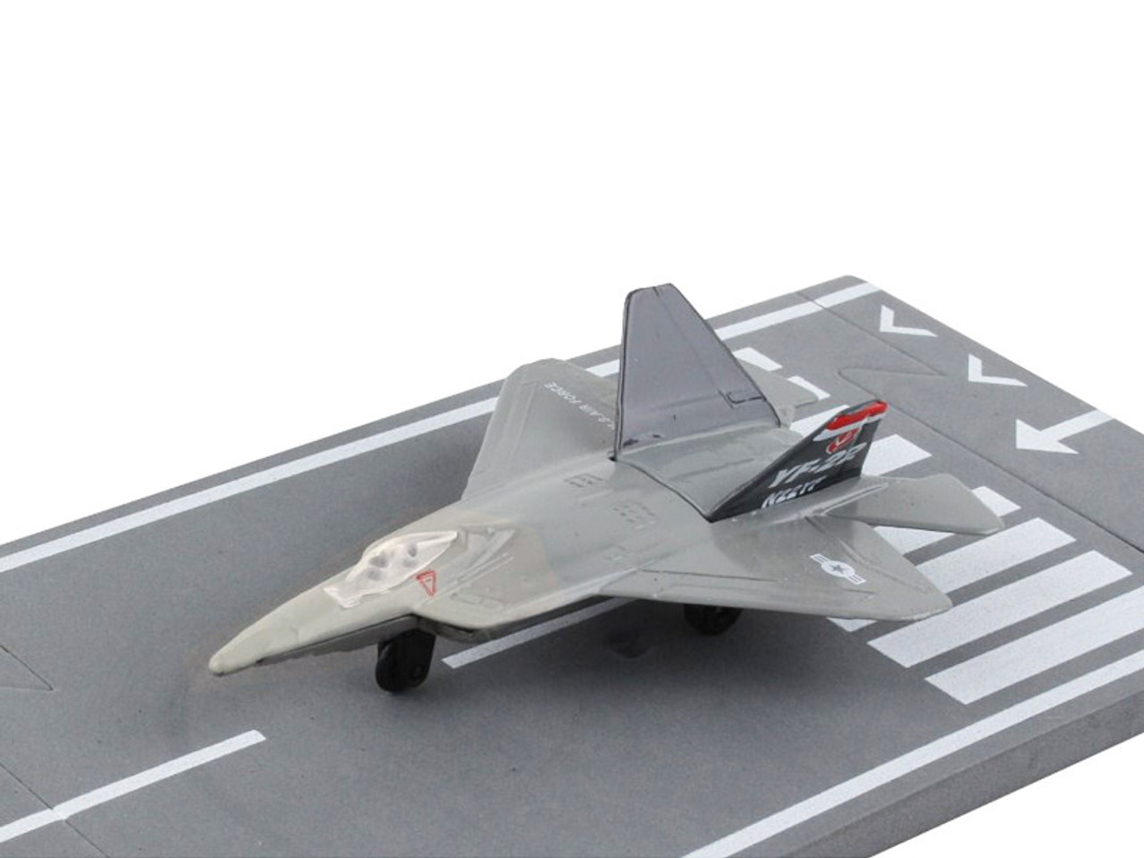 Lockheed Martin F-22 Raptor Stealth Aircraft Gray "United States Air Force YF-22" with Runway Section Diecast Model Airplane by Runway24