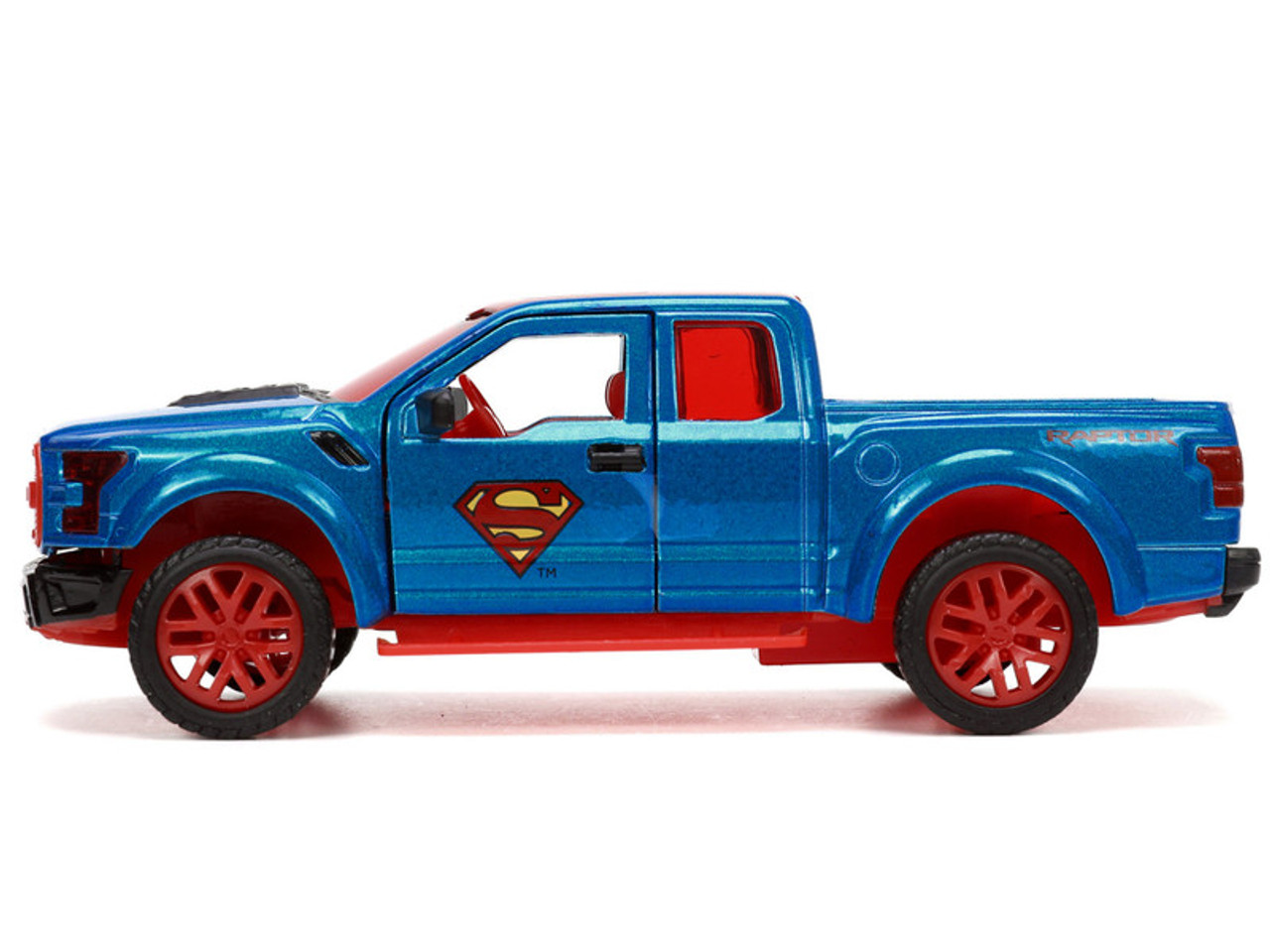 2017 Ford F-150 Raptor Pickup Truck Blue Metallic and Red with Red