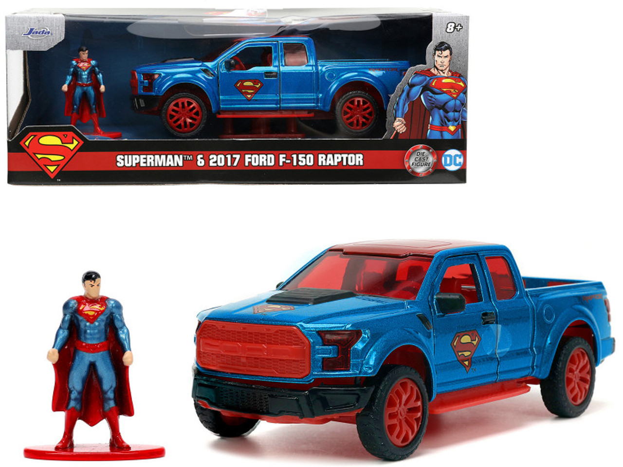 2017 Ford F-150 Raptor Pickup Truck Blue Metallic and Red with Red