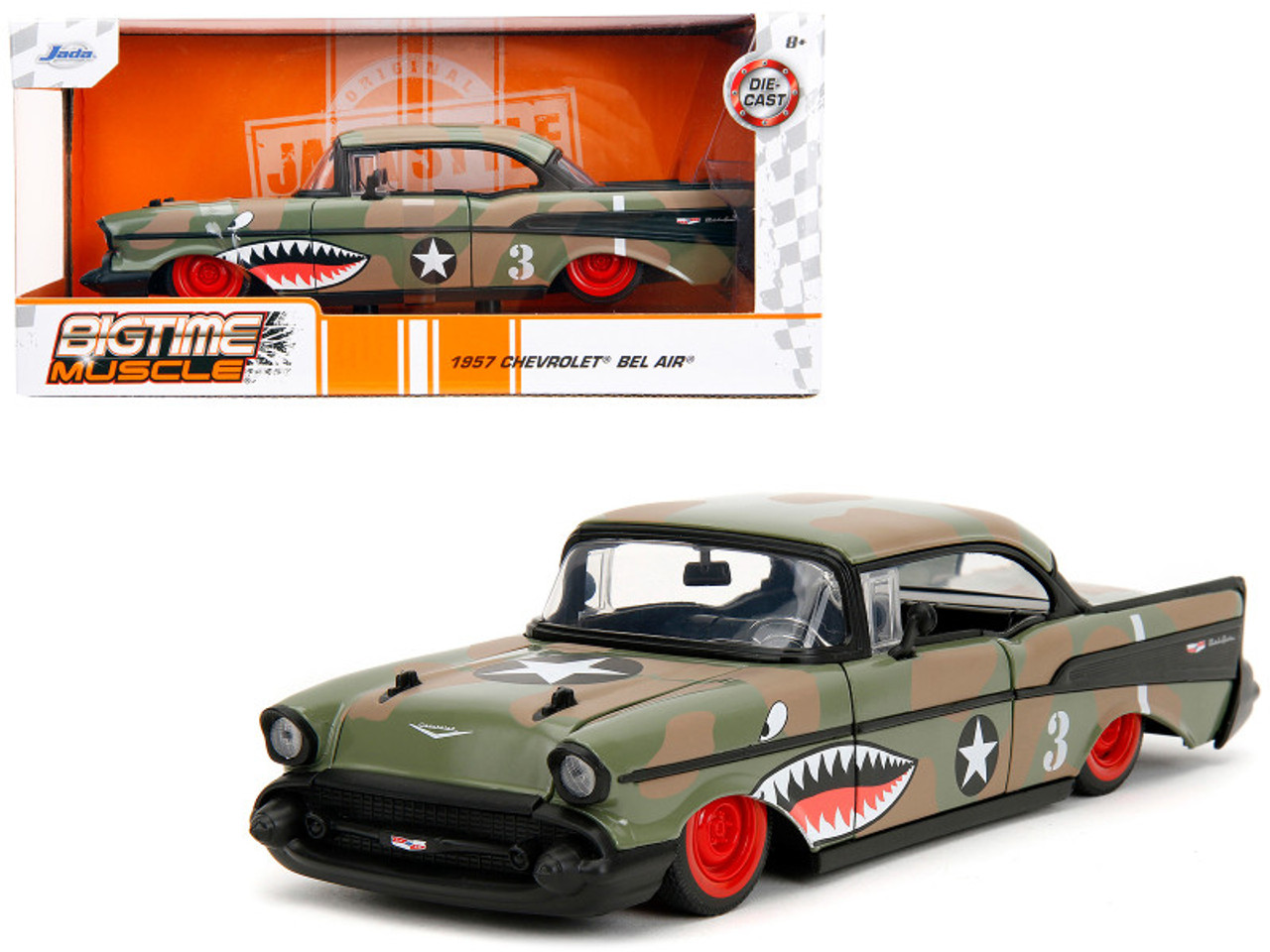 1957 Chevrolet Bel Air #3 Camouflage with Shark Mouth Graphics 